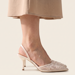 Women's Floral Embroidered Pointed Toe Slingback Heels – Wedding Bridal Pumps — product view 4
