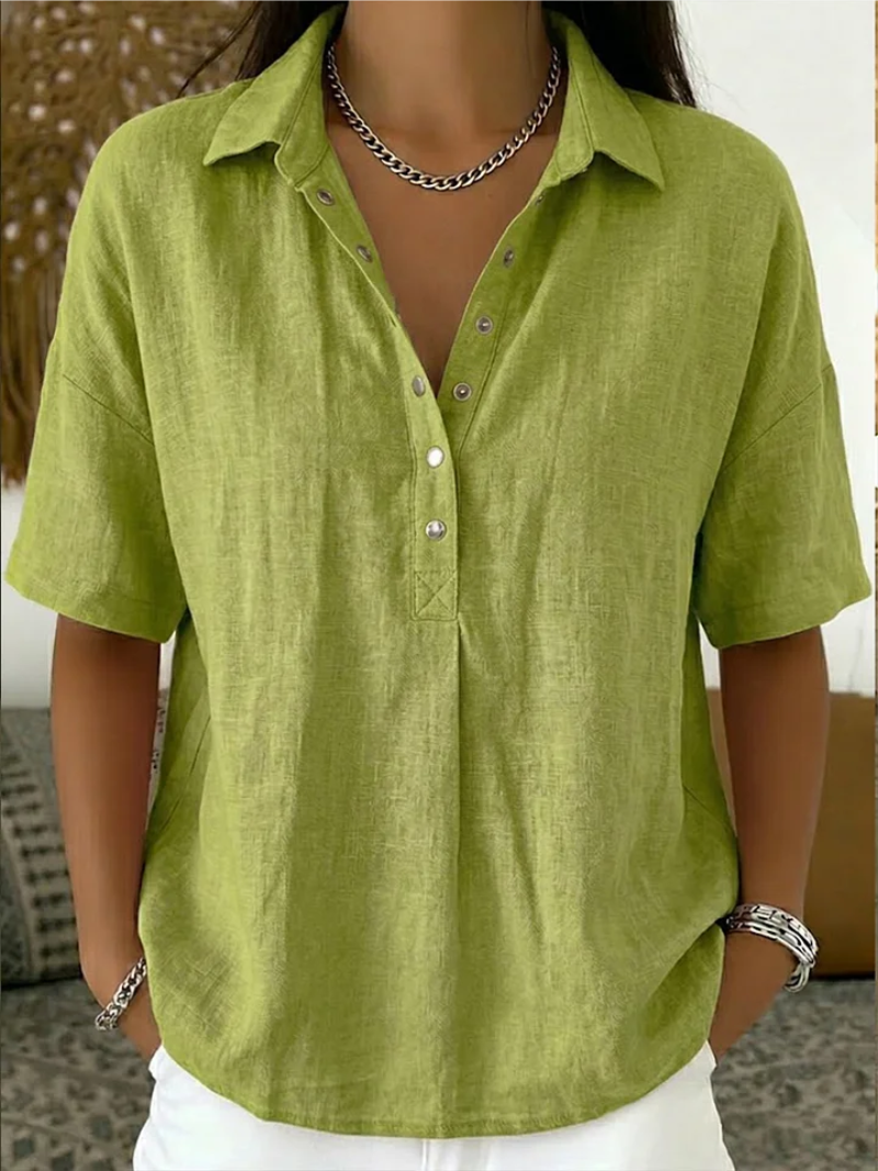 Eloise Contemporary Button-Front Collared Shirt – product detail view 3