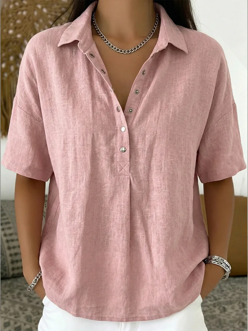 Eloise Contemporary Button-Front Collared Shirt – product detail view 4