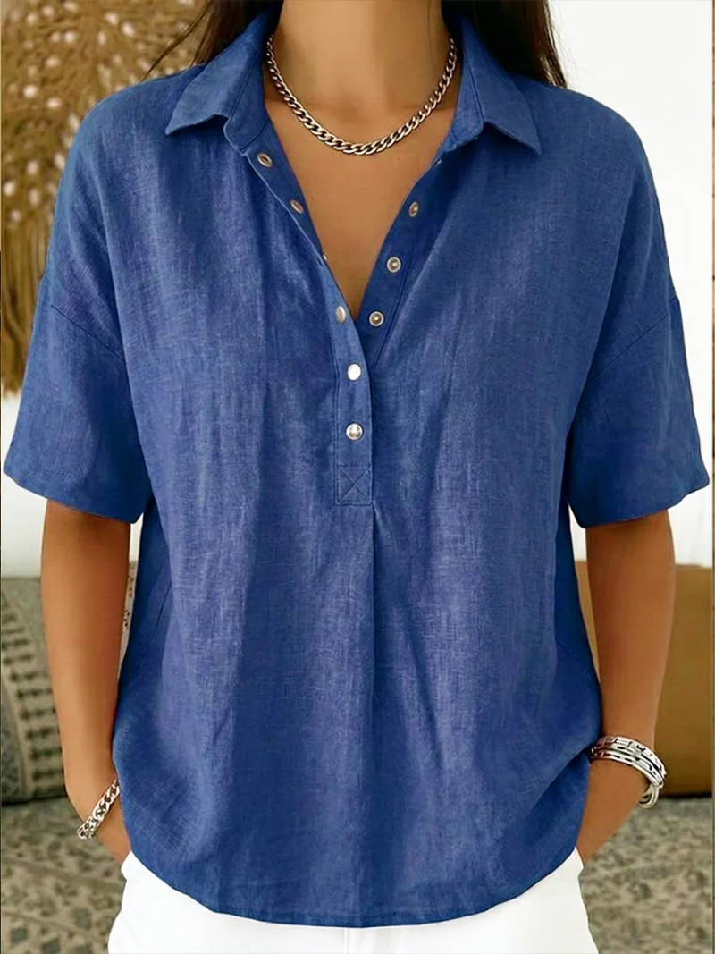 Eloise Contemporary Button-Front Collared Shirt – product detail view 1