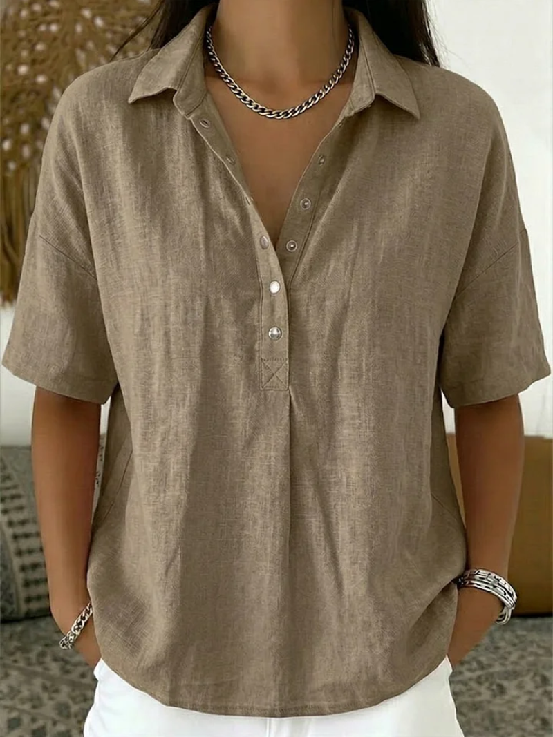 Eloise Contemporary Button-Front Collared Shirt – alternate product view