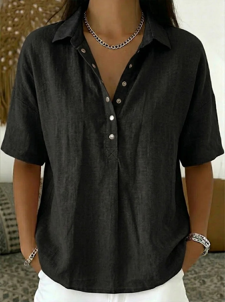 Eloise Contemporary Button-Front Collared Shirt – product detail view 5