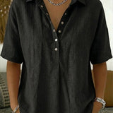 Eloise Contemporary Button-Front Collared Shirt – product detail view 5