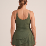 Marella | Women's Tiered Skirted One Piece Swim Dress With Tummy Control And Double Straps — studio back