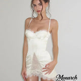 Satin Corset Mini Dress with Lace Panels