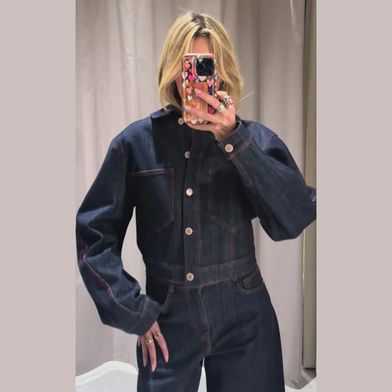 Nell Contemporary High-Waist Denim Trouser Set – product detail view 6