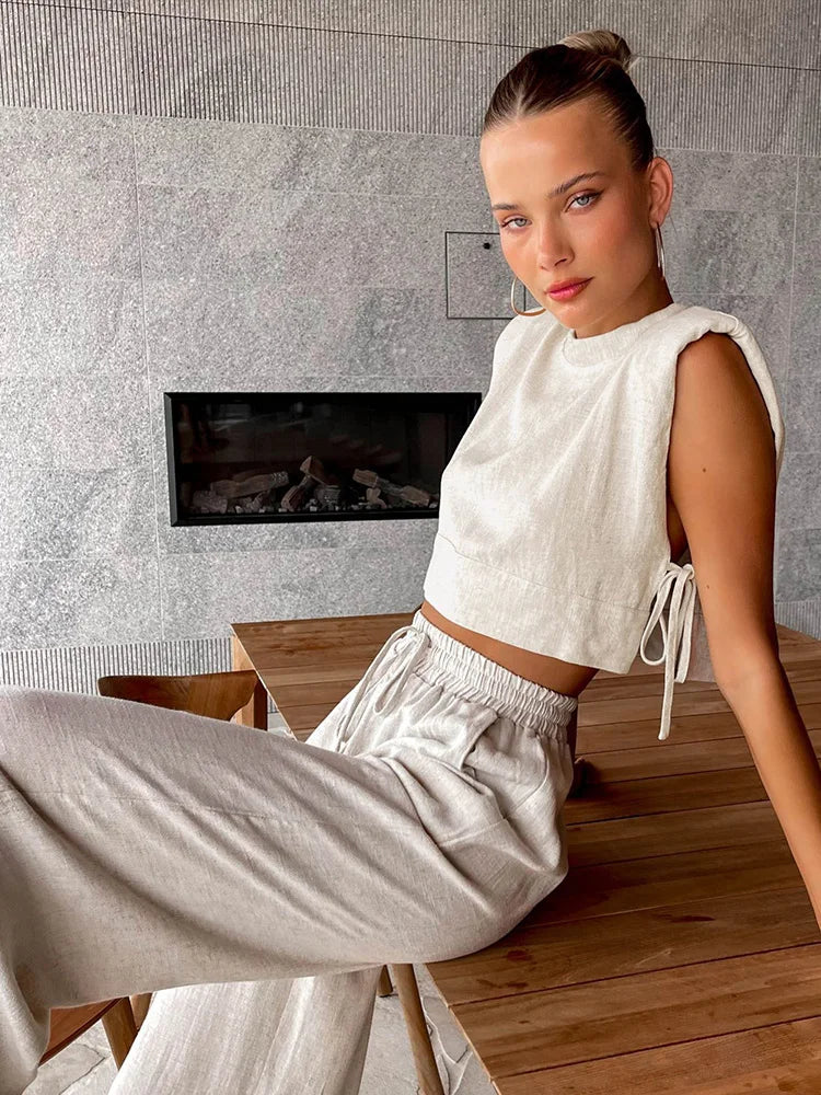 Solène Relaxed Linen Pant Set
