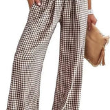 Gingham Wide Leg Trousers in Cotton – alternate product view