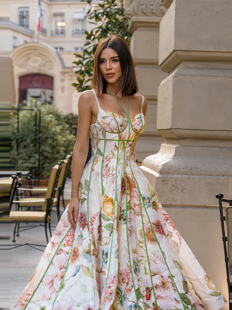 Aria Elegant Floral Halter Maxi Dress – alternate product view