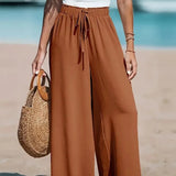 Wide Leg Beach Trousers with Drawstring Waist – product detail view 6