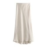 Satin Bias Cut Midi Skirt with High Waist – product detail view 4