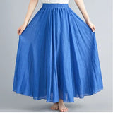 Linen Pleated Maxi Skirt