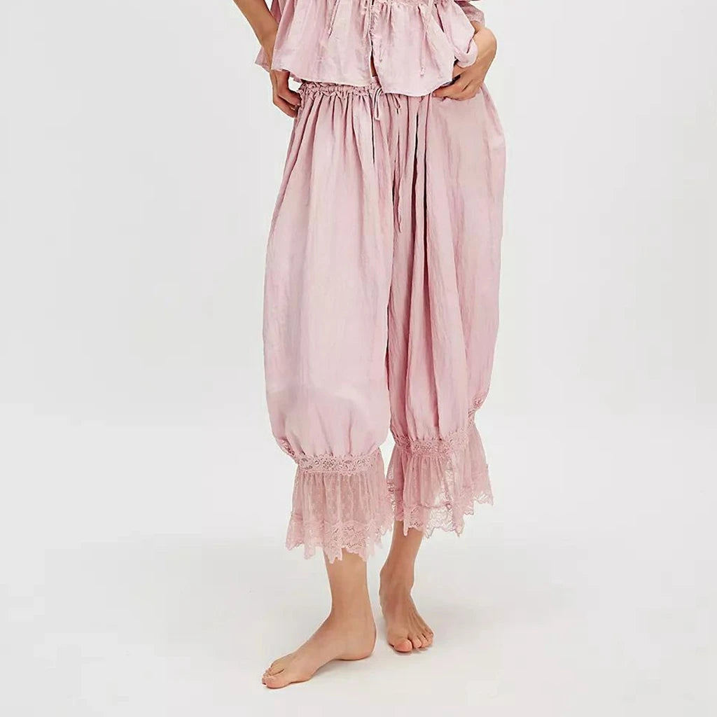 Floral Lace Lantern Trousers with Drawstring Waist – product detail view 4