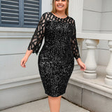 Sequin Mesh Midi Dress