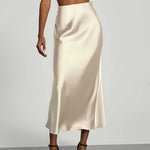 Satin Midi Skirt with Straight Cut – product detail view 2
