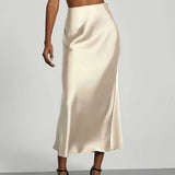 Satin Midi Skirt with Straight Cut – product detail view 2