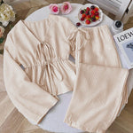 Striped V Neck Blouse and Wide Leg Trouser Set – product detail view 11