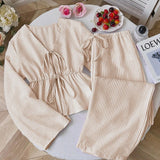 Striped V Neck Blouse and Wide Leg Trouser Set – product detail view 11