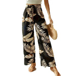 Leaf Print Wide Leg Trousers with Elastic Waist – product detail view 7
