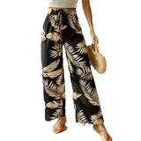 Leaf Print Wide Leg Trousers with Elastic Waist – product detail view 7