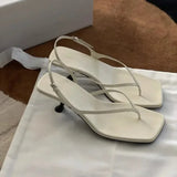 Square Toe Kitten Heel Sandals with Back Strap