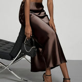 Satin Midi Skirt with Straight Cut – product detail view 4