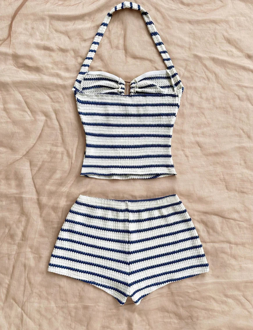 Jade Relaxed Open-Back Knit Shorts Set – product detail view 1