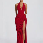 Mabel Elegant Pleated Halter Maxi Dress – primary product view