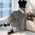 Checked Patchwork Tiered Midi Skirt – product detail view 5