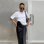 Satin Trumpet Maxi Skirt with High Waist – product detail view 6