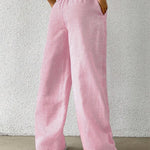 Striped Wide Leg Trousers with Woven Finish – product detail view 6