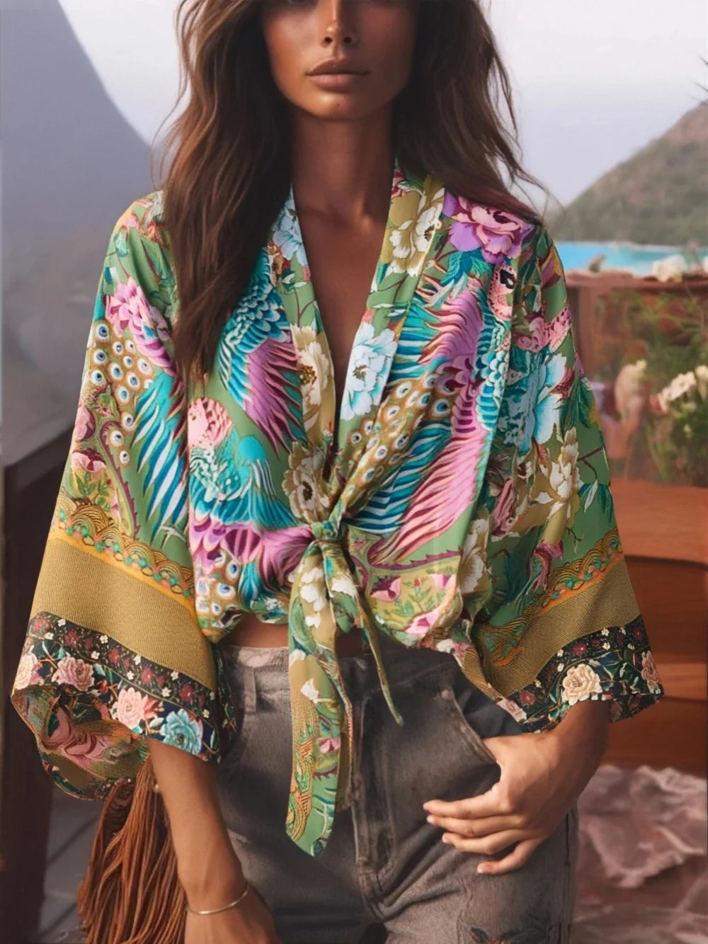 Keira Lightweight Floral Beach Kimono – product detail view 4
