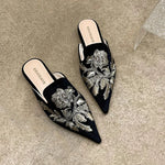Elegant Floral Embroidered Pointed-Toe Mules – product detail view 5