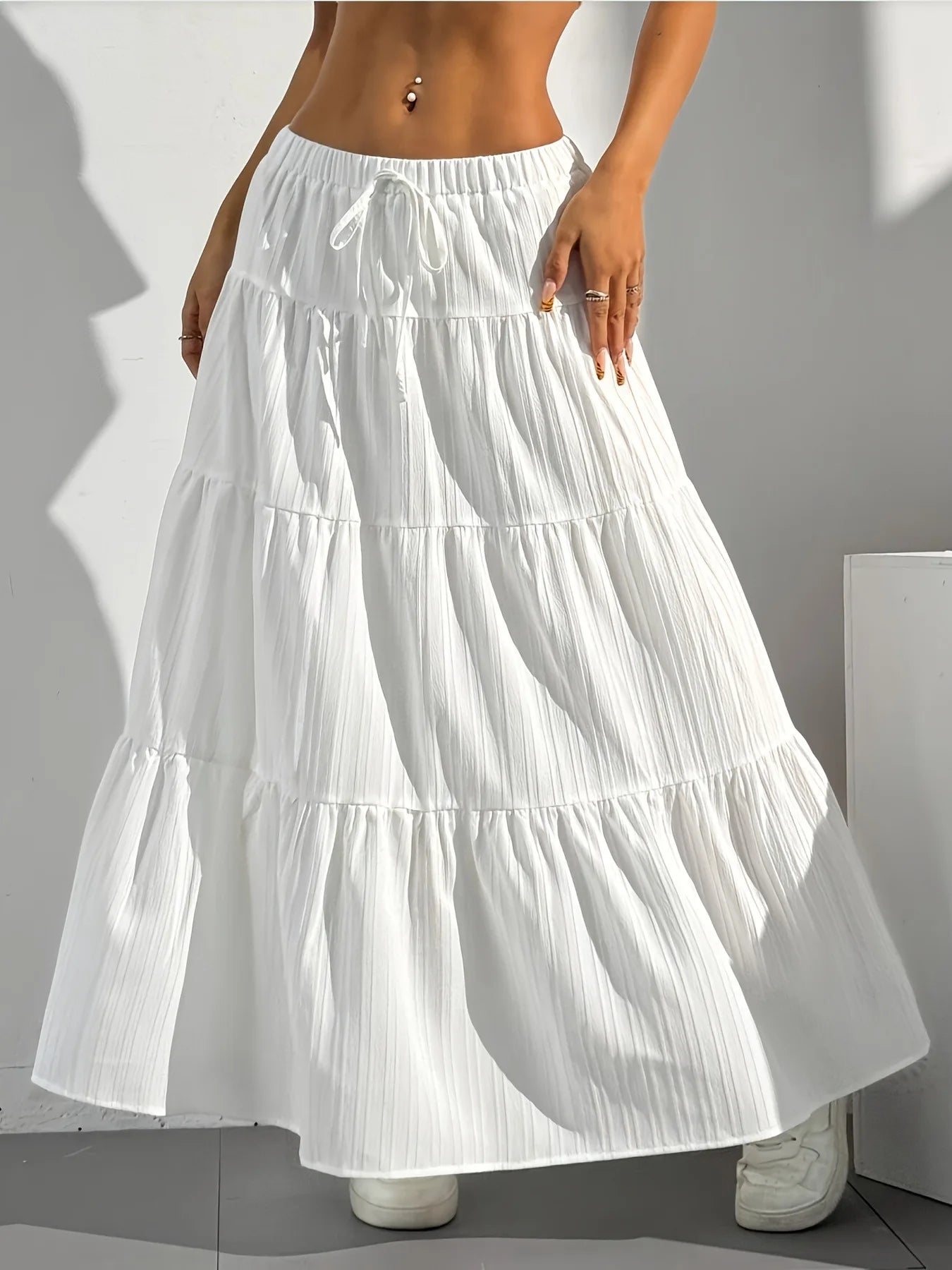 Panelled Maxi Skirt with Adjustable Straps – product detail view 2