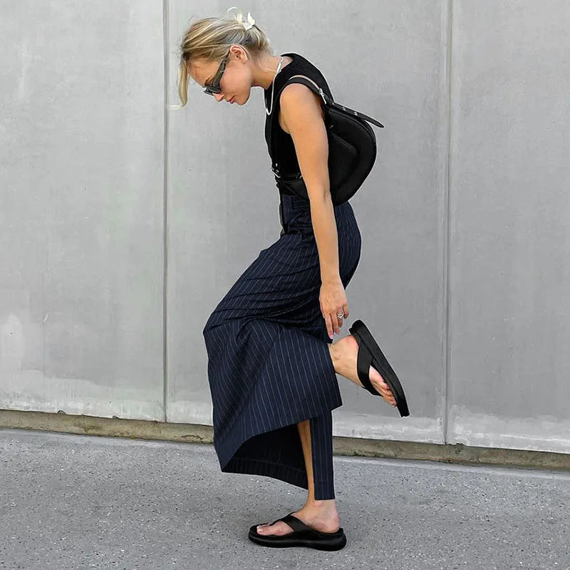 Isola Contemporary Striped High-Waist Maxi Skirt – product detail view 1