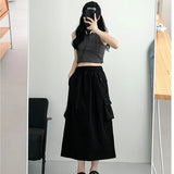 Grey A-Line Midi Skirt