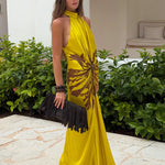 Stella Elegant Pleated Halter Maxi Dress – alternate product view