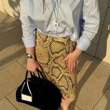 Veda Snakeskin High-Waist Midi Skirt