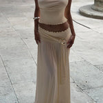 Ula Elegant Ruched Open-Back Skirt Set – alternate product view