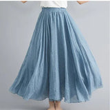 Linen Pleated Maxi Skirt