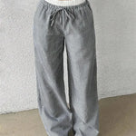 Striped Wide Leg Trousers with Woven Finish – product detail view 8