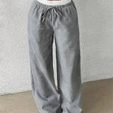 Striped Wide Leg Trousers with Woven Finish – product detail view 8