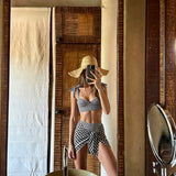 Coral Printed Halter Bikini and Mesh Skirt Set