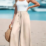 Wide Leg Beach Trousers with Drawstring Waist – product detail view 2