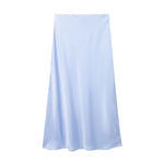 Satin Bias Cut Midi Skirt with High Waist – product detail view 5