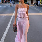 Floral Lace Ruffle Crop Top and Lantern Trouser Set – product detail view 2