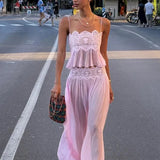 Floral Lace Ruffle Crop Top and Lantern Trouser Set – product detail view 2