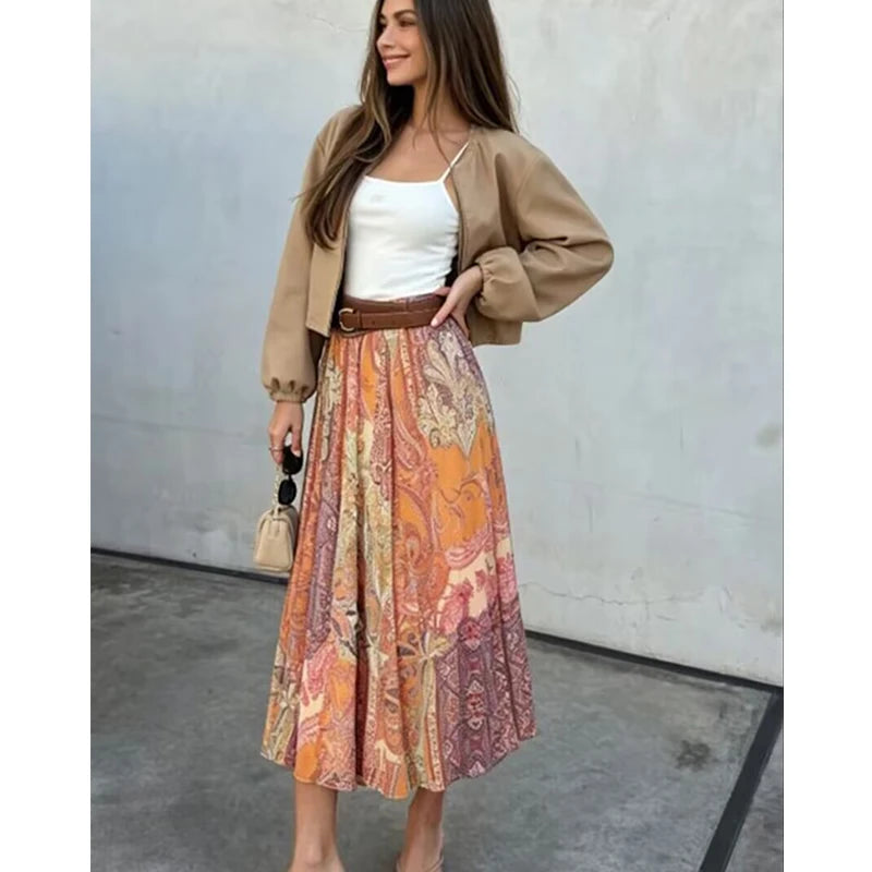Printed Maxi Skirt with High Waist – product detail view 1