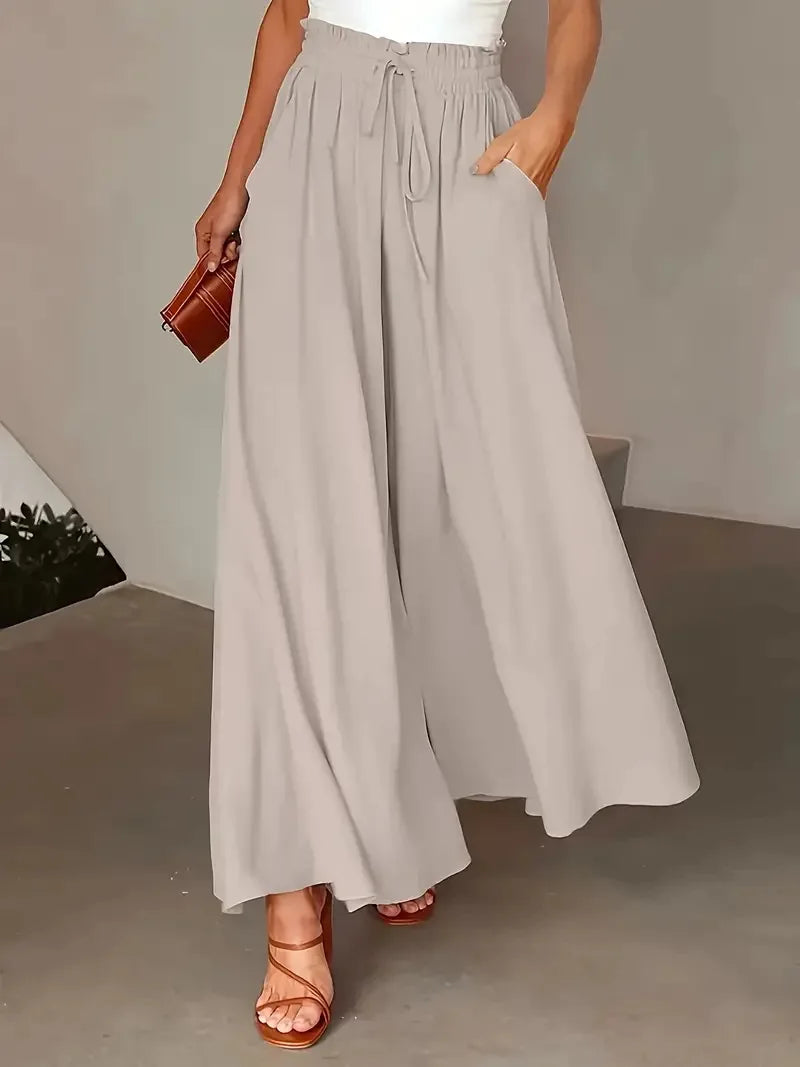 Polka Dot Wide Leg Trousers with Elastic Waist – product detail view 9