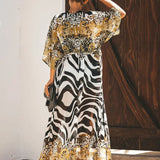 Josie Lightweight Leopard-Print Chiffon Beach Kimono – product detail view 1